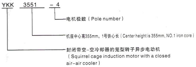 YKK系列(H355-1000)高压YE2-355L-215三相异步电机西安泰富西玛电机型号说明